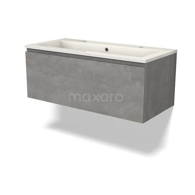Modulo Vanity units with basin | 100 cm Light grey concrete Handle-less front Mineral marble 1 drawer BMW11-04367