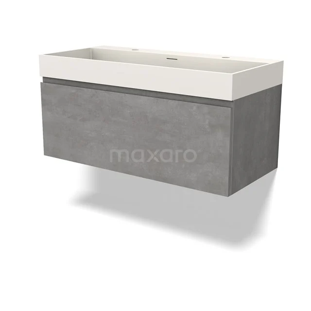 Modulo Vanity units with basin | 100 cm Light grey concrete Handle-less front Solid surface 1 drawer BMW11-04372