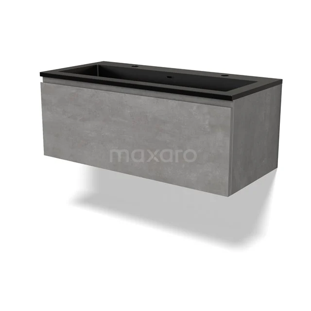 Modulo Vanity units with basin | 100 cm Light grey concrete Handle-less front Quartz 1 drawer BMW11-04374