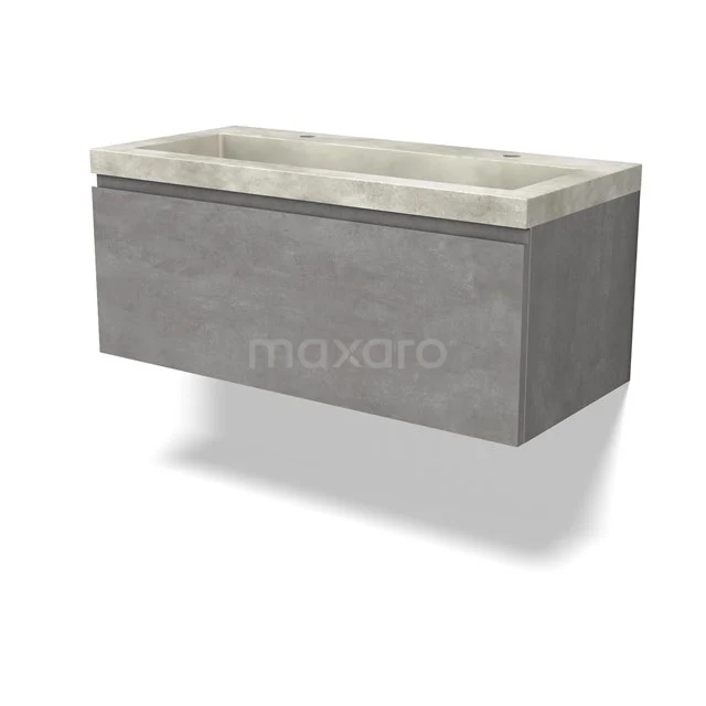 Modulo Vanity units with basin | 100 cm Light grey concrete Handle-less front Concrete 1 drawer BMW11-04375