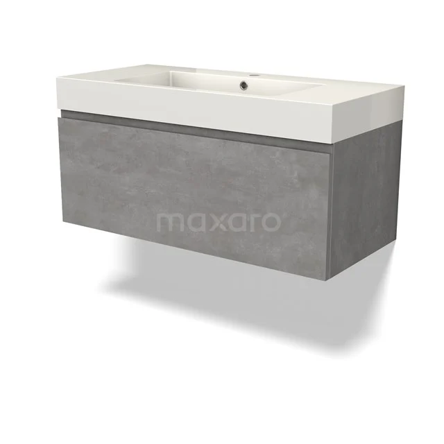 Modulo Bathroom furniture with sink | 100 cm Light grey concrete Handle-less front Mineral marble 1 drawer BMW11-04379