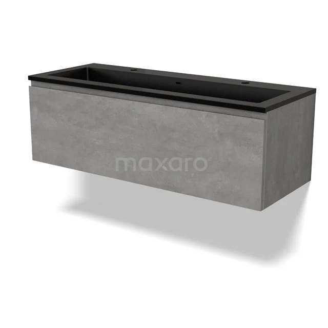 Modulo Badkamermeubel met wastafel | 120 cm Lichtgrijs beton Greeploos front Quartz 1 lade BMW11-04400