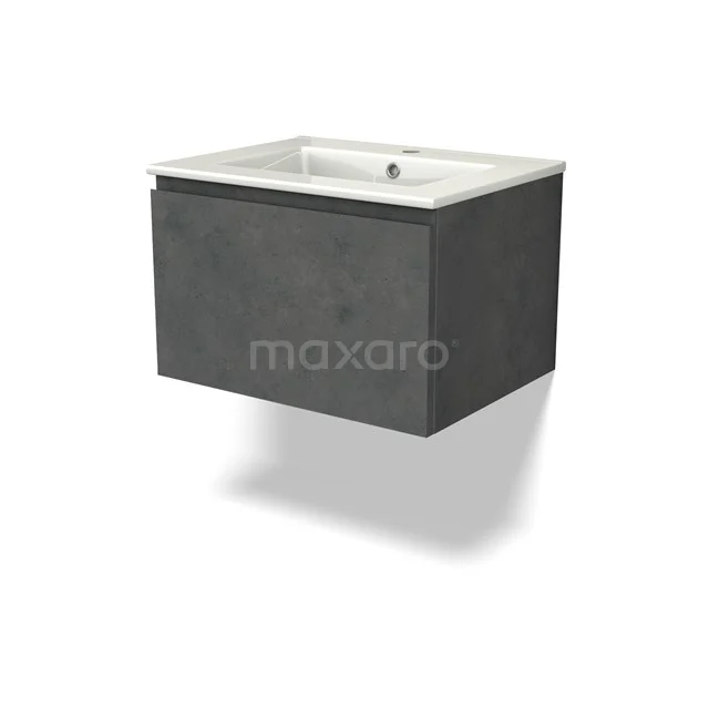 Modulo Vanity units with basin | 60 cm Dark grey concrete Handle-less front Ceramic 1 drawer BMW11-04409