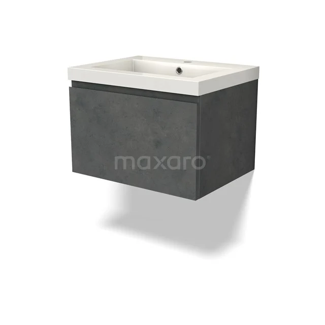 Modulo Vanity units with basin | 60 cm Dark grey concrete Handle-less front Mineral marble 1 drawer BMW11-04410