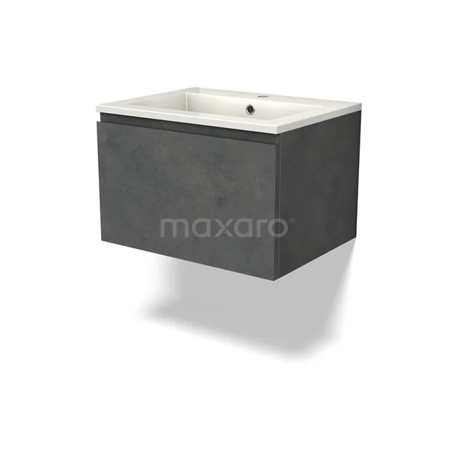 Modulo Vanity units with basin | 60 cm Dark grey concrete Handle-less front Mineral marble 1 drawer BMW11-04411