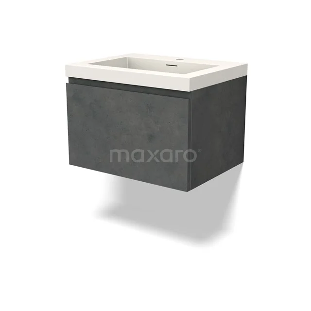 Modulo Vanity units with basin | 60 cm Dark grey concrete Handle-less front Solid surface 1 drawer BMW11-04412