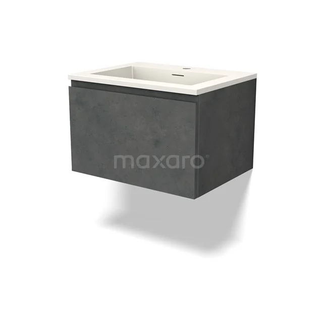 Modulo Vanity units with basin | 60 cm Dark grey concrete Handle-less front Solid surface 1 drawer BMW11-04413