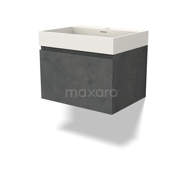 Modulo Vanity units with basin | 60 cm Dark grey concrete Handle-less front Solid surface 1 drawer BMW11-04415
