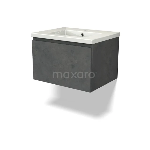 Modulo Vanity units with basin | 60 cm Dark grey concrete Handle-less front Ceramic 1 drawer BMW11-04416