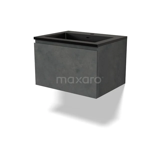 Modulo Vanity units with basin | 60 cm Dark grey concrete Handle-less front Quartz 1 drawer BMW11-04417