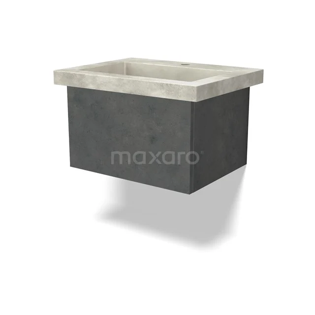 Modulo Vanity units with basin | 60 cm Dark grey concrete Handle-less front Concrete 1 drawer BMW11-04418