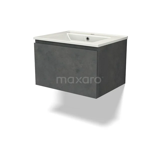 Modulo Vanity units with basin | 60 cm Dark grey concrete Handle-less front Ceramic 1 drawer BMW11-04420