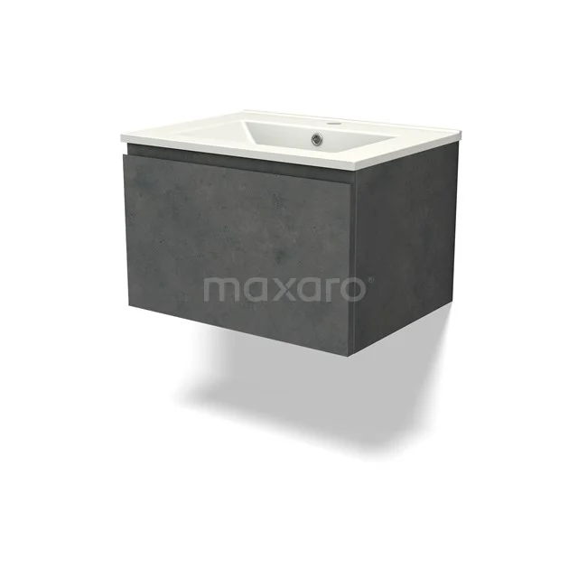 Modulo Vanity units with basin | 60 cm Dark grey concrete Handle-less front Ceramic 1 drawer BMW11-04421