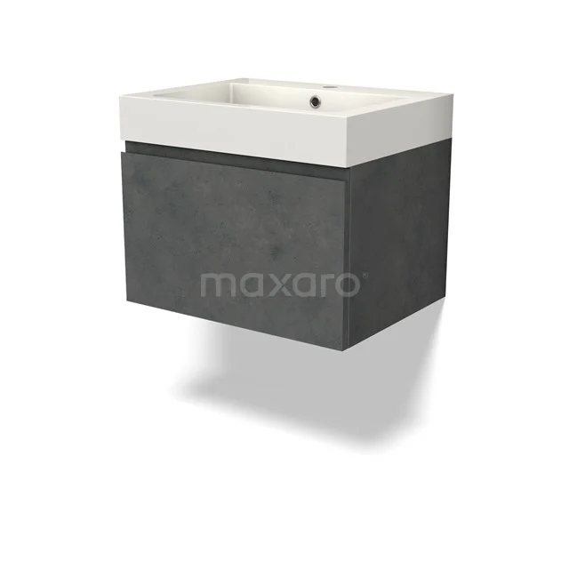 Modulo Bathroom furniture with sink | 60 cm Dark grey concrete Handle-less front Mineral marble 1 drawer BMW11-04422