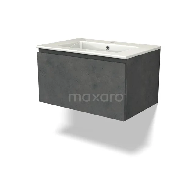 Modulo Vanity units with basin | 70 cm Dark grey concrete Handle-less front Ceramic 1 drawer BMW11-04424