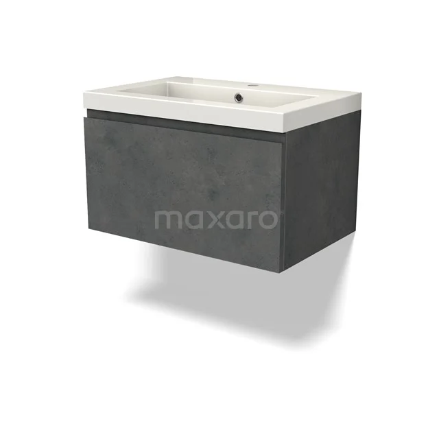 Modulo Vanity units with basin | 70 cm Dark grey concrete Handle-less front Mineral marble 1 drawer BMW11-04425