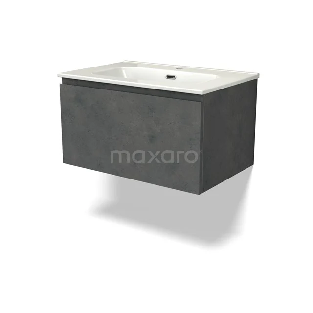 Modulo Vanity units with basin | 70 cm Dark grey concrete Handle-less front Ceramic 1 drawer BMW11-04428