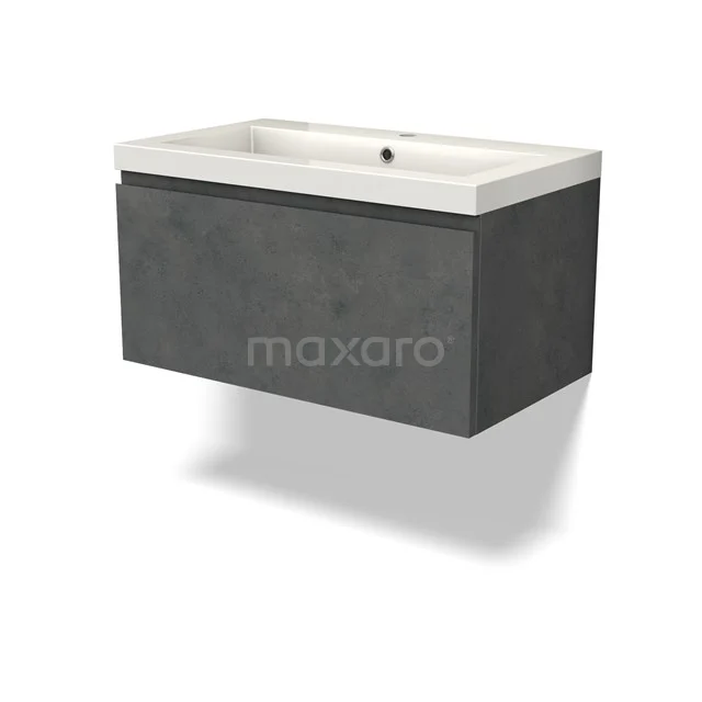 Modulo Vanity units with basin | 80 cm Dark grey concrete Handle-less front Mineral marble 1 drawer BMW11-04431