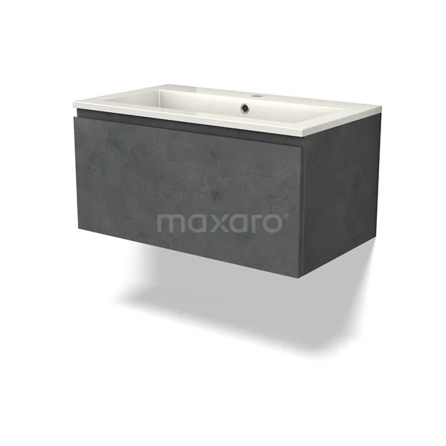 Modulo Vanity units with basin | 80 cm Dark grey concrete Handle-less front Mineral marble 1 drawer BMW11-04432