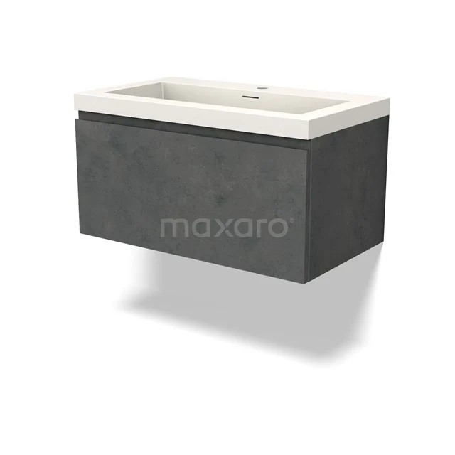Modulo Vanity units with basin | 80 cm Dark grey concrete Handle-less front Solid surface 1 drawer BMW11-04433