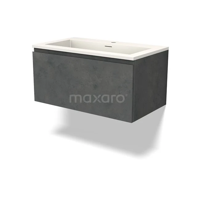 Modulo Vanity units with basin | 80 cm Dark grey concrete Handle-less front Solid surface 1 drawer BMW11-04434