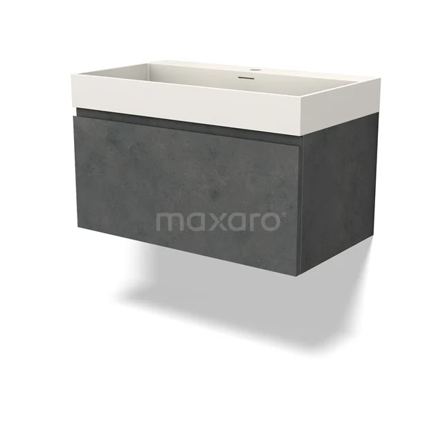 Modulo Vanity units with basin | 80 cm Dark grey concrete Handle-less front Solid surface 1 drawer BMW11-04436