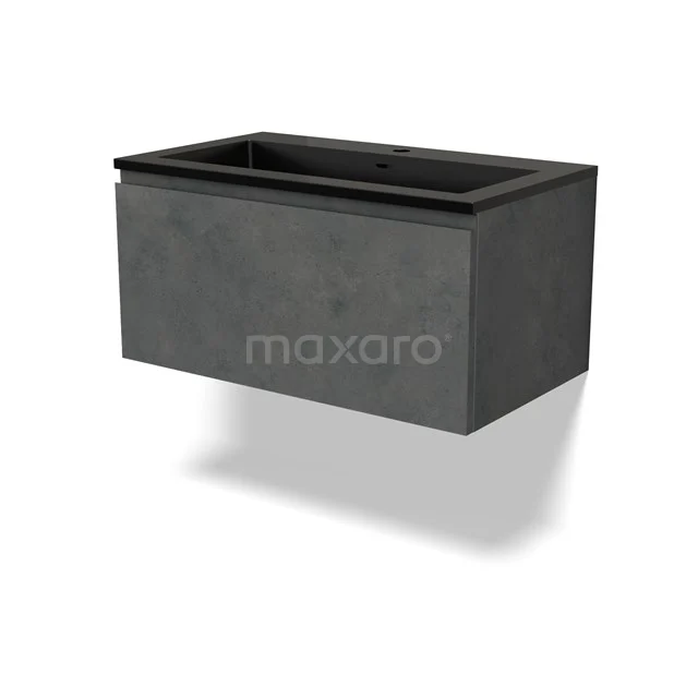 Modulo Vanity units with basin | 80 cm Dark grey concrete Handle-less front Quartz 1 drawer BMW11-04438