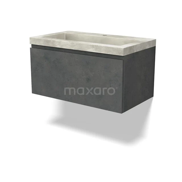 Modulo Waschtische | 80 cm Dunkelgrauer Beton Grifflos front Beton 1 Schublade BMW11-04439