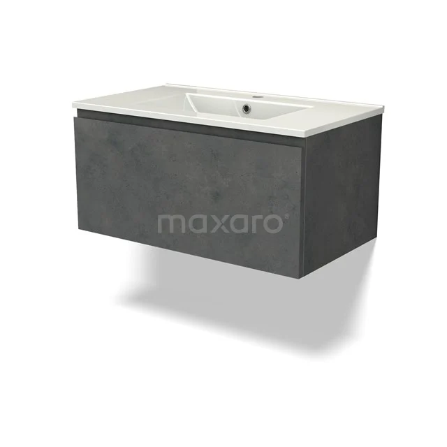 Modulo Vanity units with basin | 80 cm Dark grey concrete Handle-less front Ceramic 1 drawer BMW11-04441