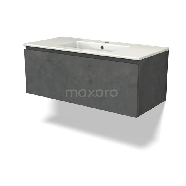 Modulo Vanity units with basin | 100 cm Dark grey concrete Handle-less front Ceramic 1 drawer BMW11-04452