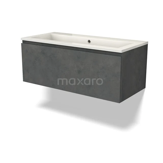 Modulo Vanity units with basin | 100 cm Dark grey concrete Handle-less front Mineral marble 1 drawer BMW11-04456