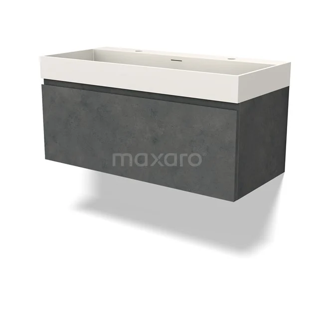 Modulo Vanity units with basin | 100 cm Dark grey concrete Handle-less front Solid surface 1 drawer BMW11-04463