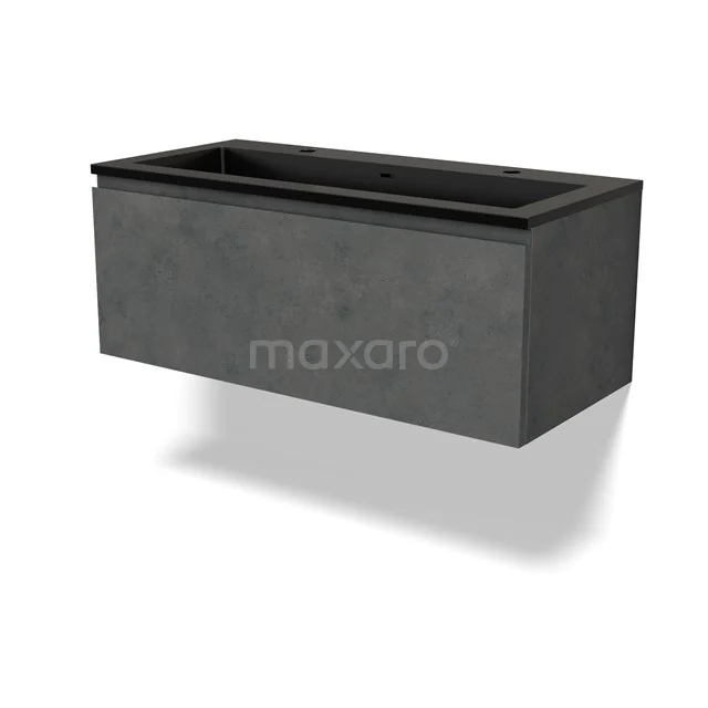 Modulo Vanity units with basin | 100 cm Dark grey concrete Handle-less front Quartz 1 drawer BMW11-04465