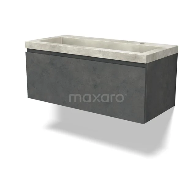 Modulo Vanity units with basin | 100 cm Dark grey concrete Handle-less front Concrete 1 drawer BMW11-04466