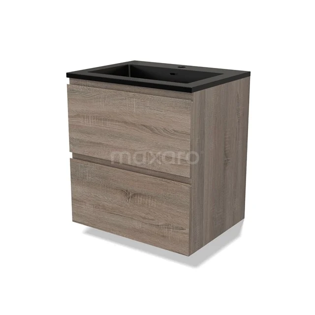 Modulo Bathroom furniture with sink | 60 cm Oak Handle-less front Quartz 2 Stacked drawers BMW17-04406