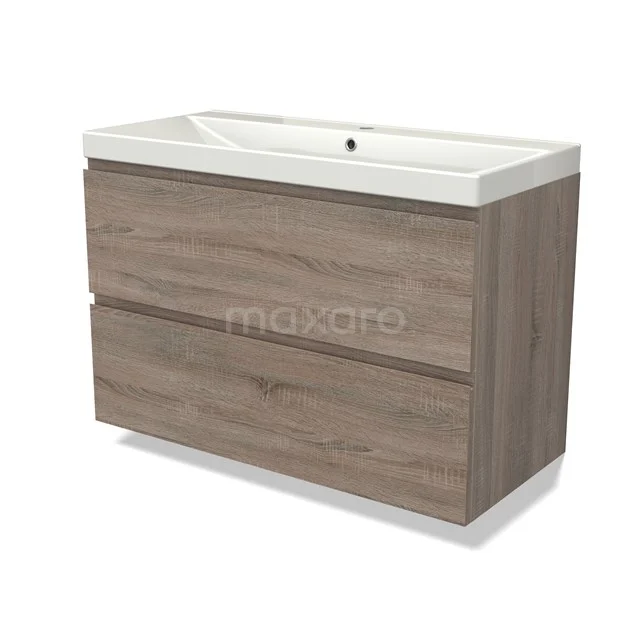 Modulo Vanity units with basin | 100 cm Oak Handle-less front Ceramic 2 Stacked drawers BMW17-04456