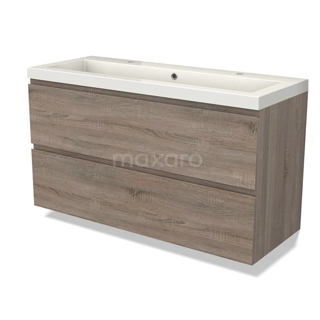 Modulo Vanity units with basin | 120 cm Oak Handle-less front Mineral marble 2 Stacked drawers BMW17-04465