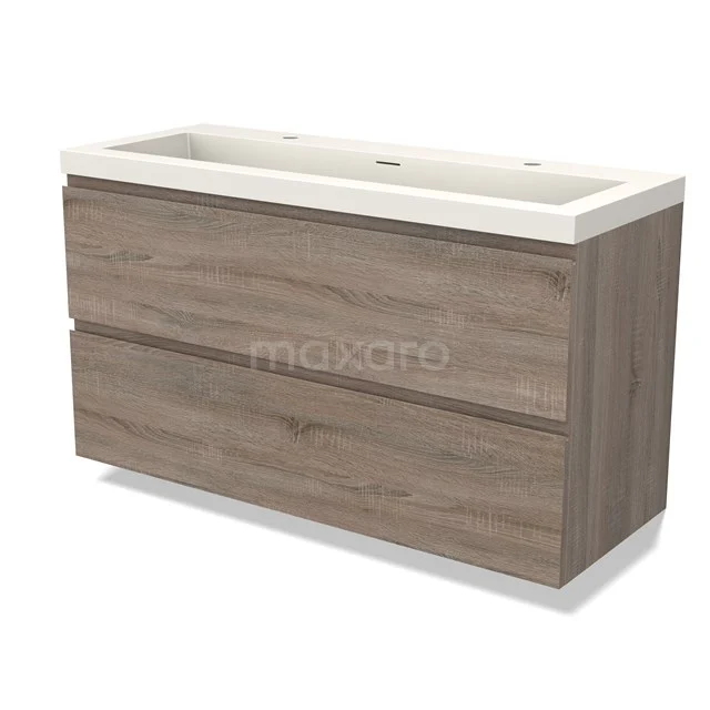 Modulo Vanity units with basin | 120 cm Oak Handle-less front Solid surface 2 Stacked drawers BMW17-04470