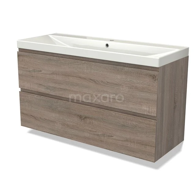 Modulo Waschtische | 120 cm Eiche Grifflos front Keramik 2 übereinanderliegende Schubladen BMW17-04483