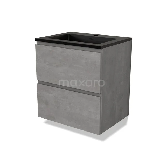 Modulo Vanity units with basin | 60 cm Light grey concrete Handle-less front Quartz 2 Stacked drawers BMW17-04497