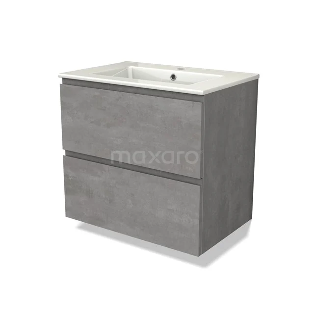 Modulo Bathroom furniture with sink | 70 cm Light grey concrete Handle-less front Ceramic 2 Stacked drawers BMW17-04504