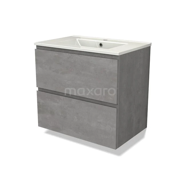 Modulo Vanity units with basin | 70 cm Light grey concrete Handle-less front Ceramic 2 Stacked drawers BMW17-04507