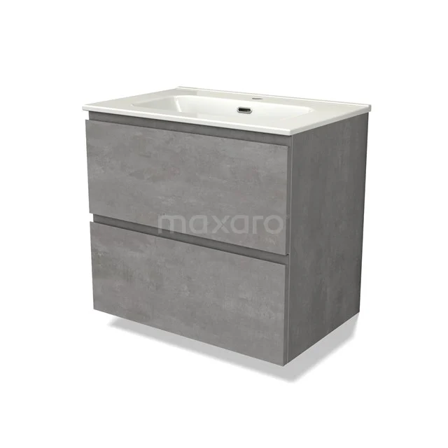 Modulo Bathroom furniture with sink | 70 cm Light grey concrete Handle-less front Ceramic 2 Stacked drawers BMW17-04508