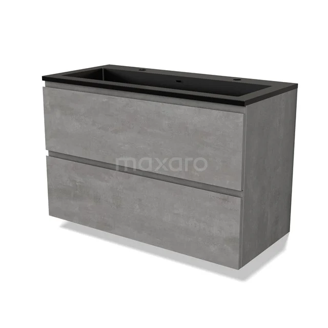 Modulo Vanity units with basin | 100 cm Light grey concrete Handle-less front Quartz 2 Stacked drawers BMW17-04545