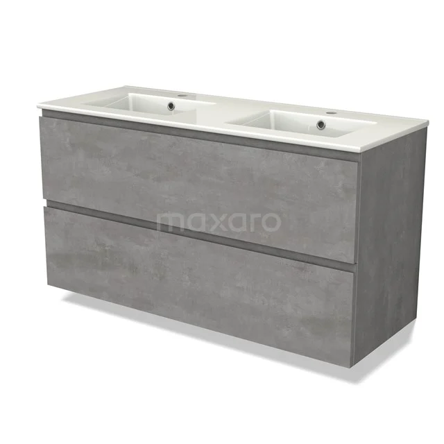 Modulo Vanity units with basin | 120 cm Light grey concrete Handle-less front Ceramic 2 Stacked drawers BMW17-04552