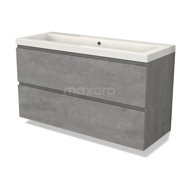 Modulo Vanity units with basin | 120 cm Light grey concrete Handle-less front Mineral marble 2 Stacked drawers BMW17-04553