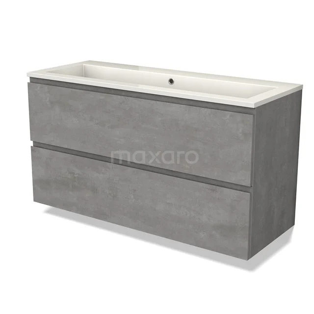 Modulo Vanity units with basin | 120 cm Light grey concrete Handle-less front Mineral marble 2 Stacked drawers BMW17-04558