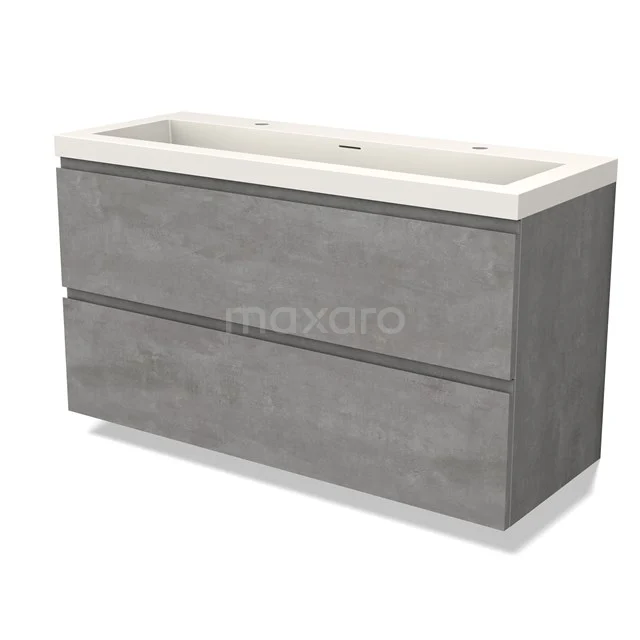 Modulo Vanity units with basin | 120 cm Light grey concrete Handle-less front Solid surface 2 Stacked drawers BMW17-04561