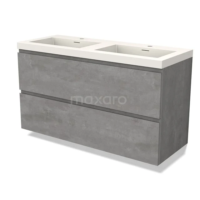 Modulo Vanity units with basin | 120 cm Light grey concrete Handle-less front Solid surface 2 Stacked drawers BMW17-04562
