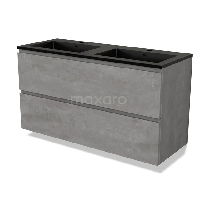 Modulo Bathroom furniture with sink | 120 cm Light grey concrete Handle-less front Quartz 2 Stacked drawers BMW17-04572
